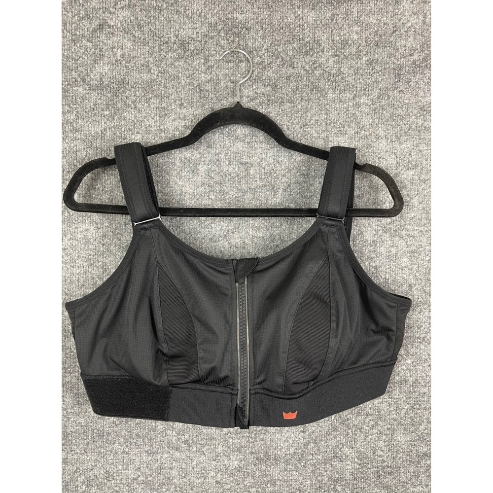 SHEFIT Ultimate Sports Bra Womens 2Luxe Black Excellent High Impact Zip Front